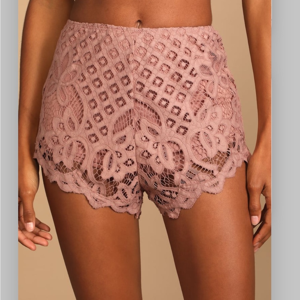 NWT - FREE PEOPLE Adella Lace Shorts in Ballet (Mauve/Blush) - XS